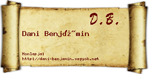Dani Benjámin névjegykártya